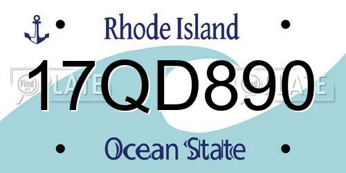 17QD890 Rhode Island License Plate
