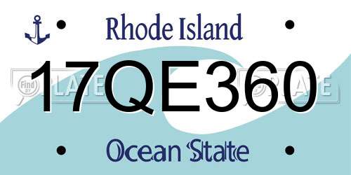 17QE360 Rhode Island License Plate
