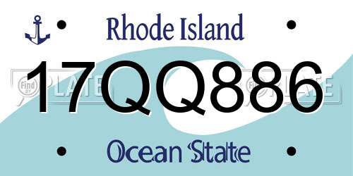 17QQ886 Rhode Island License Plate