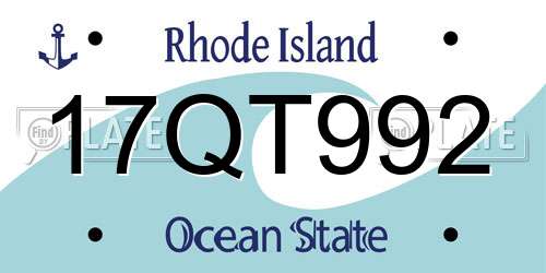 17QT992 Rhode Island License Plate