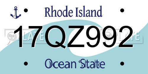 17QZ992 Rhode Island License Plate