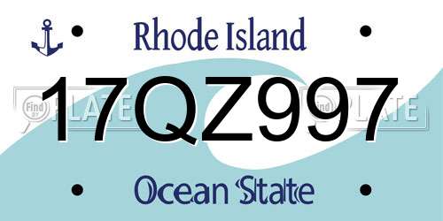 17QZ997 Rhode Island License Plate