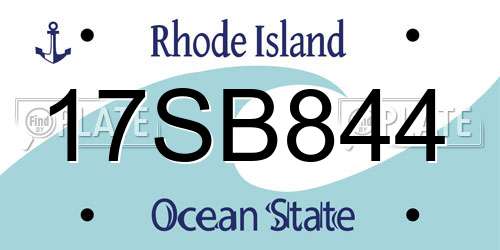 17SB844 Rhode Island License Plate
