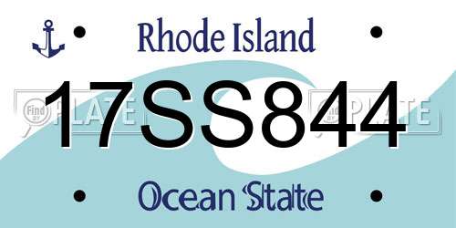 17SS844 Rhode Island License Plate