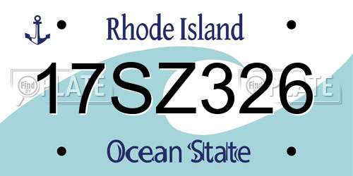 17SZ326 Rhode Island License Plate