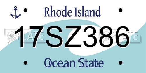 17SZ386 Rhode Island License Plate