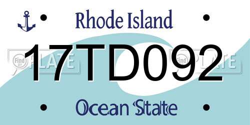 17TD092 Rhode Island License Plate