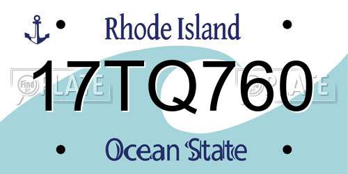 17TQ760 Rhode Island License Plate