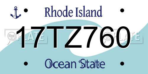17TZ760 Rhode Island License Plate