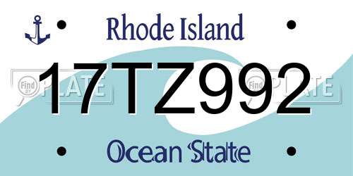 17TZ992 Rhode Island License Plate