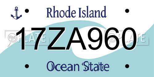 17ZA960 Rhode Island License Plate