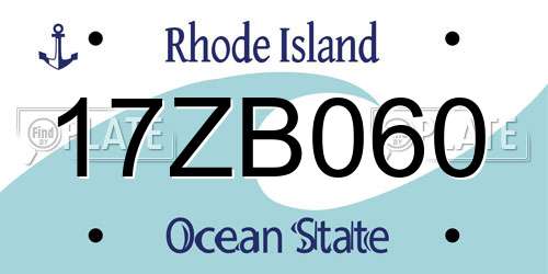 17ZB060 Rhode Island License Plate