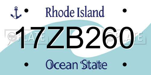 17ZB260 Rhode Island License Plate