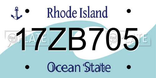 17ZB705 Rhode Island License Plate