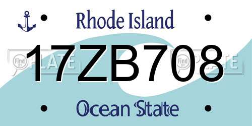 17ZB708 Rhode Island License Plate