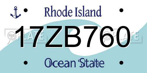 17ZB760 Rhode Island License Plate