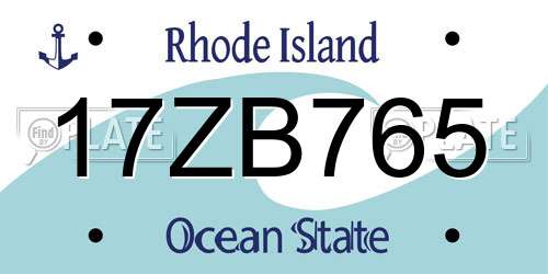 17ZB765 Rhode Island License Plate