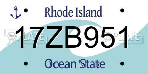 17ZB951 Rhode Island License Plate