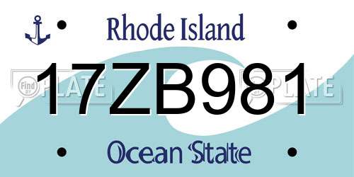 17ZB981 Rhode Island License Plate