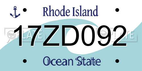 17ZD092 Rhode Island License Plate