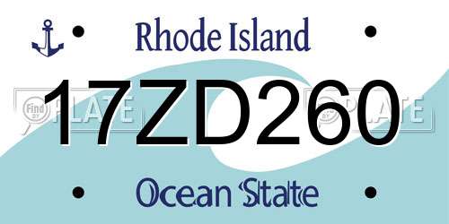 17ZD260 Rhode Island License Plate