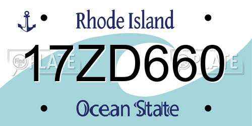 17ZD660 Rhode Island License Plate