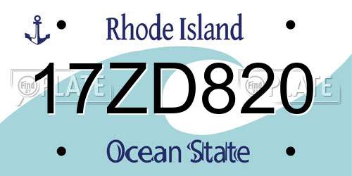 17ZD820 Rhode Island License Plate