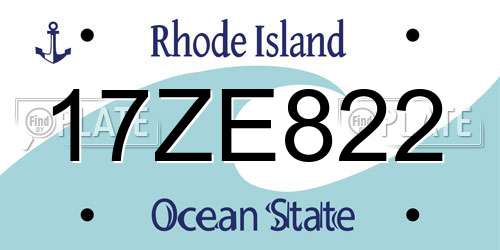 17ZE822 Rhode Island License Plate