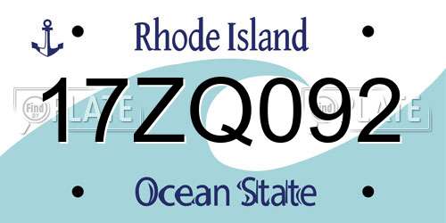 17ZQ092 Rhode Island License Plate