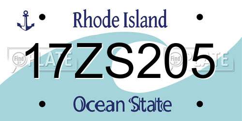 17ZS205 Rhode Island License Plate