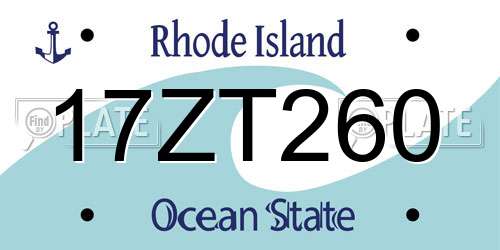 17ZT260 Rhode Island License Plate