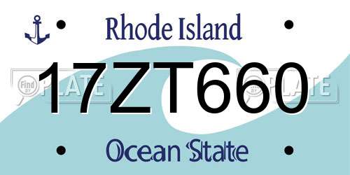 17ZT660 Rhode Island License Plate