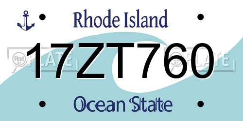 17ZT760 Rhode Island License Plate