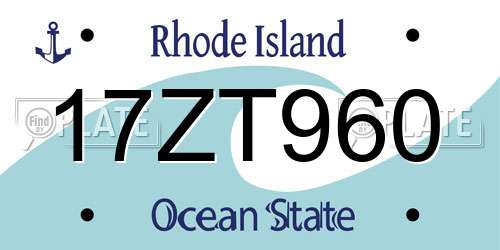 17ZT960 Rhode Island License Plate