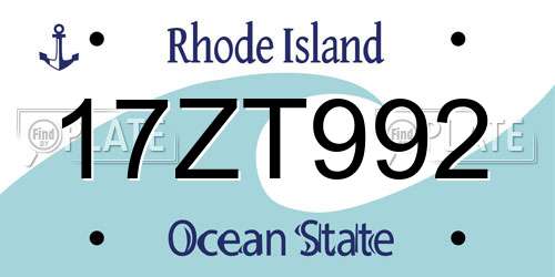 17ZT992 Rhode Island License Plate