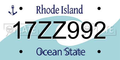 17ZZ992 Rhode Island License Plate
