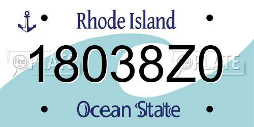 18038Z0 Rhode Island License Plate