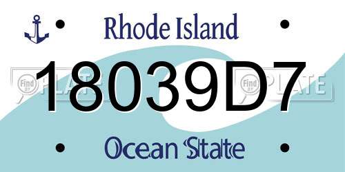 18039D7 Rhode Island License Plate