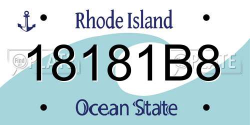 18181B8 Rhode Island License Plate