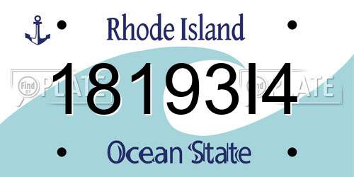 18193I4 Rhode Island License Plate