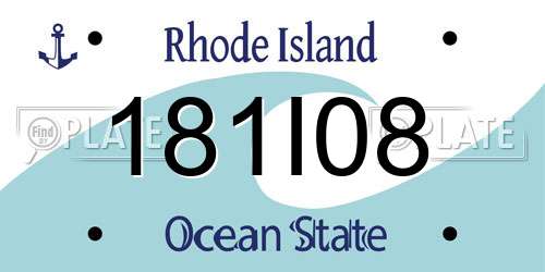 181I08 Rhode Island License Plate