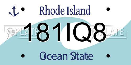 181IQ8 Rhode Island License Plate
