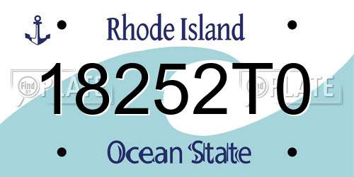 18252T0 Rhode Island License Plate