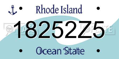 18252Z5 Rhode Island License Plate