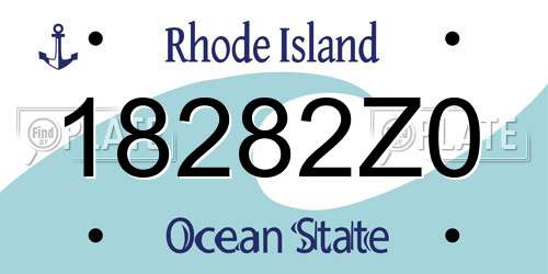 18282Z0 Rhode Island License Plate
