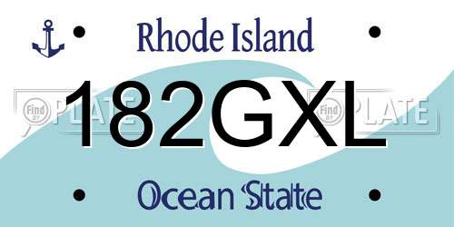 182GXL Rhode Island License Plate