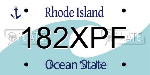 182XPF Rhode Island License Plate