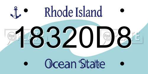18320D8 Rhode Island License Plate