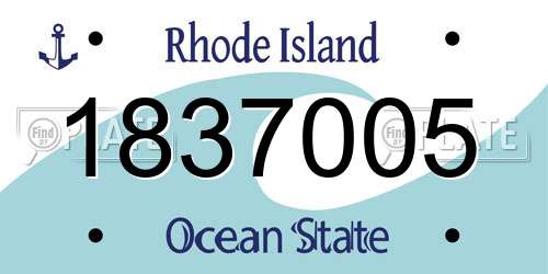 1837005 Rhode Island License Plate