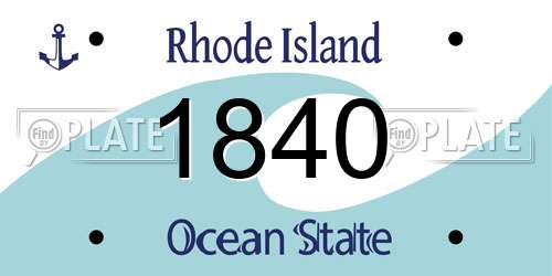 1840 Rhode Island License Plate